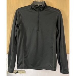 REI Pullover Top Mens Medium Black Quarter Zip Grid Fleece‎ Mock Neck Stretch